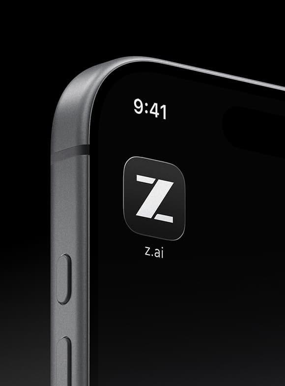 Z.ai app icon shown on a phone lock screen